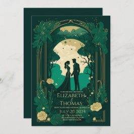 Invitación romántica a la boda Esmeralda Verde y O