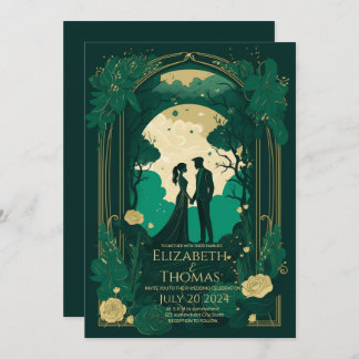 Invitación romántica a la boda Esmeralda Verde y O