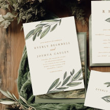 Invitación romántica a la boda evergreen