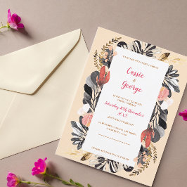 Invitación romántica a la boda floral en Rubor y n