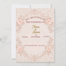 Invitación romántica a la boda floral rosa de Rubo