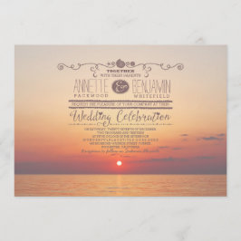 invitación romántica a la boda por el mar al atard