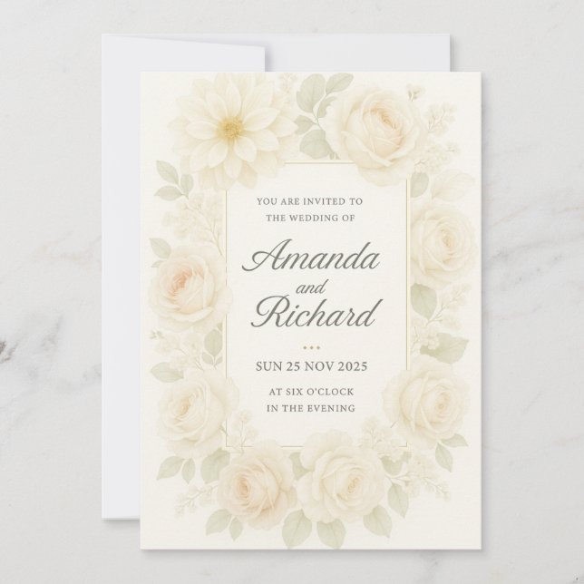 Invitación romántica a la boda Rosa en Rubor (Anverso)