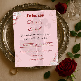 Invitación romántica a la boda rosada.