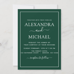 Invitación romántica a la fotografía de Boda verde