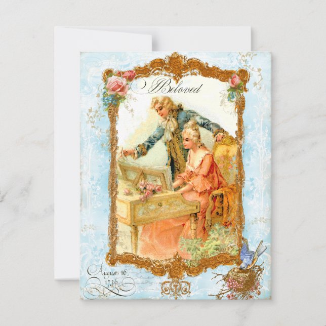 Invitación romántica a la pareja romántica estilo  (Anverso)