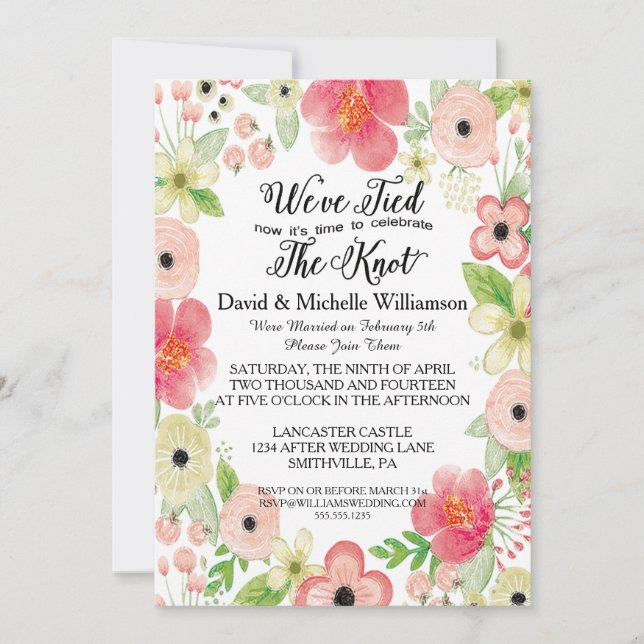 Invitación romántica a la postboda (Anverso)