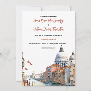 Invitación Romántica acuarela Italia Boda de destino