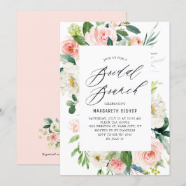 Invitación Romántica acuarela Peach Florals Bridal Brunch