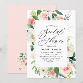 Invitación Romántica acuarela Peach Florals Bridal Shower