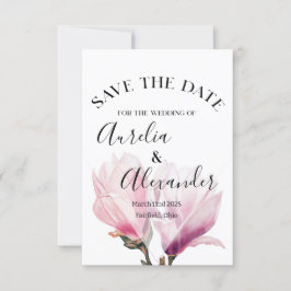 Invitación Romántica boda acuarela Magnolia Ahorra la fecha