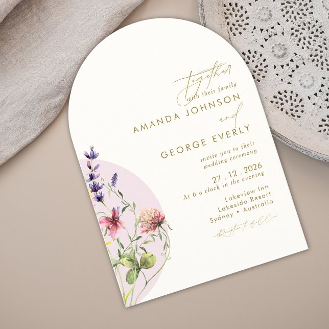 Invitación Romántica Boda de otoño de primavera con arcos flo (Subido por el creador)