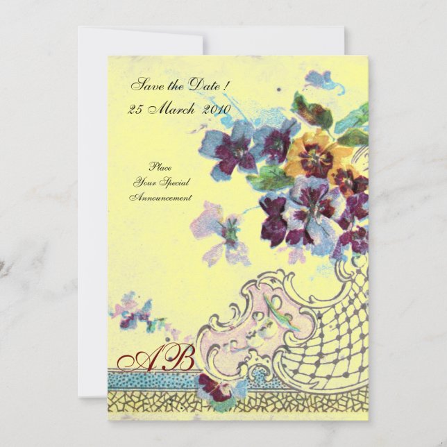 Invitación ROMANTICA Boda floral amarillo rosado amarillo mon (Anverso)
