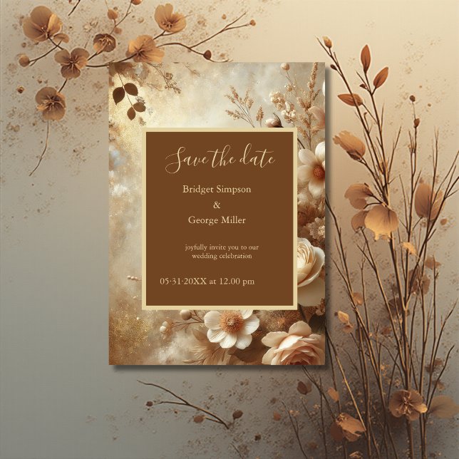 Invitación Romántica boda floral de ensueño salva la fecha (Subido por el creador)