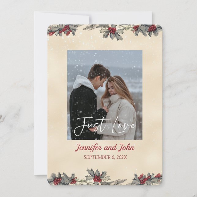 Invitación Romántica boda invernal (Anverso)