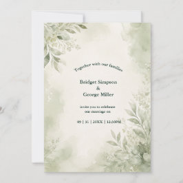 Invitación Romántica Bodas de Salvia Eucalipto Verde