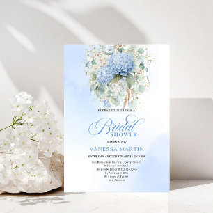 Invitación Romántica Bohemiana Azul Floral para De
