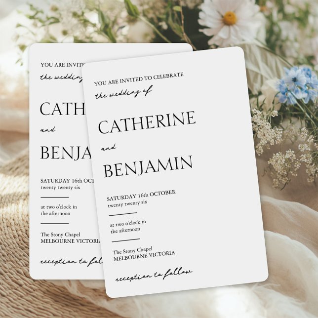 invitación romántica clásica a la boda en blanco y (Classic wedding invite)