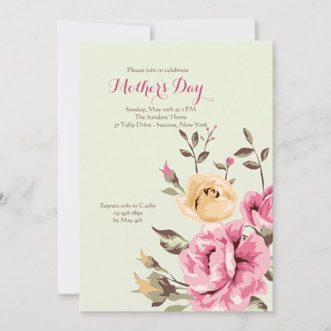 Invitación romántica color de rosa (Anverso)