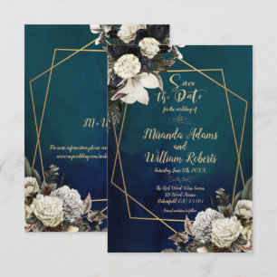 Invitación Romántica corona de oro floral salva al Boda de fe