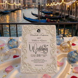 Invitación Romántica Crema Y Caligrafía Formal Carbón