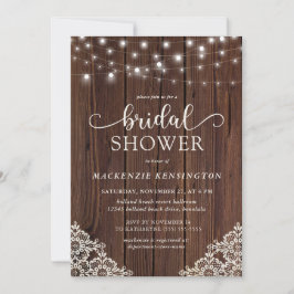 Invitación Romántica cuerda de madera iluminada ducha de novi