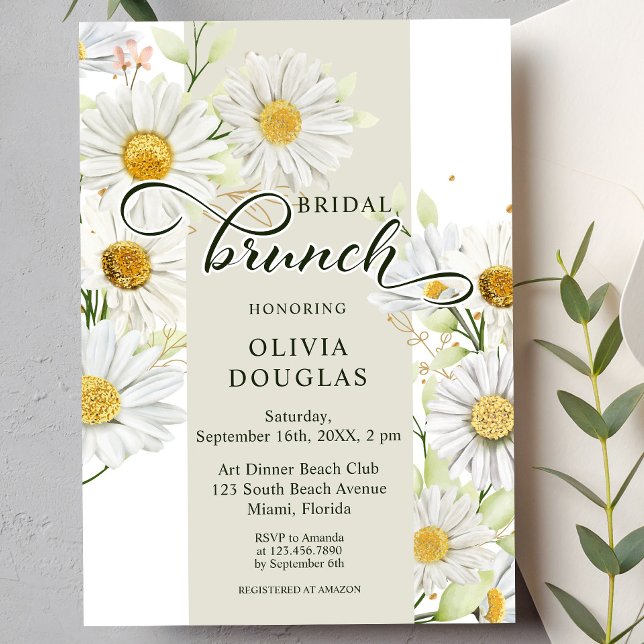 Invitación Romántica Daisy Botánica Ducha Birdal (Subido por el creador)