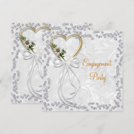 Invitación Romántica Daisy, Diamantes y Cinta Blanca de Compr