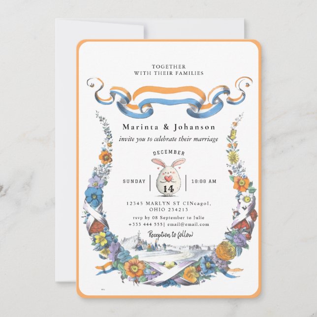 invitación romántica de boda vintage (Anverso)