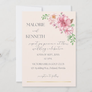 Invitación romántica de bodas rosa pastel