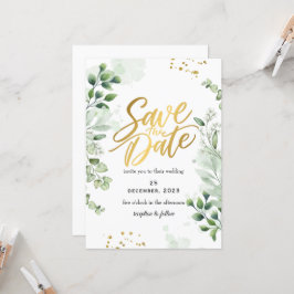 Invitación Romántica de Compromiso con Verde