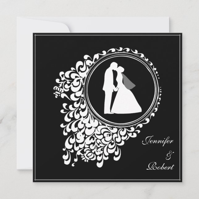Invitación romántica de la boda de la silueta de (Anverso)