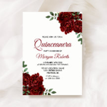 Invitación Romántica de la Rosa Roja de Borgoña Qu