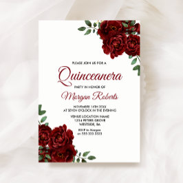 Invitación Romántica de la Rosa Roja de Borgoña Qu