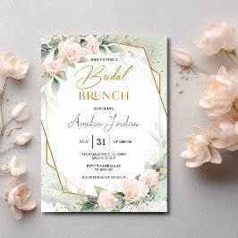Invitación romántica de novia floral rosa geométri