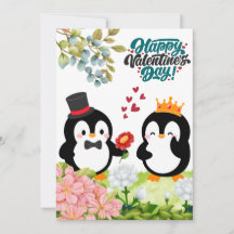 Invitación romántica de pareja de pingüinos