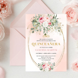 Invitación Romántica de Quinceañera con Eucalipto 