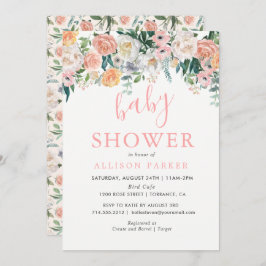 Invitación romántica de Rubor Flowers a Baby Showe