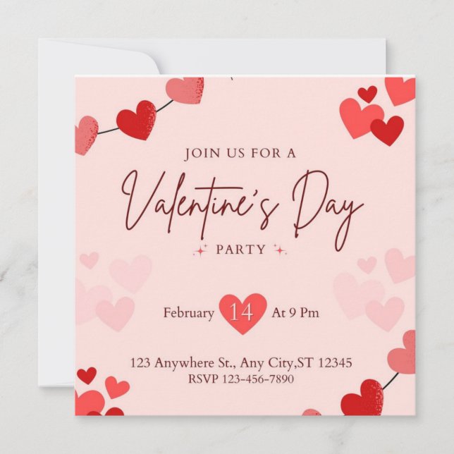 Invitación romántica del día de San Valentín de Co (Anverso)