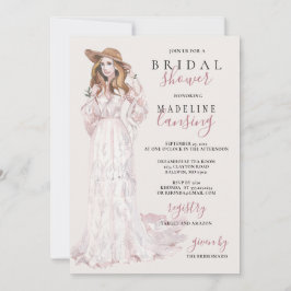 Invitación Romántica ducha de novia bohemiana