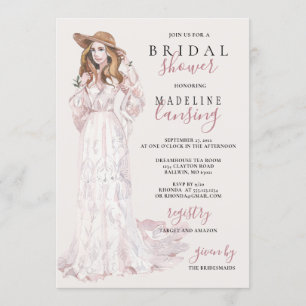 Invitación Romántica ducha de novia bohemiana