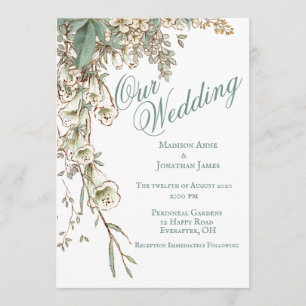 Invitación Romántica escritura floral de nuestro Boda elegant