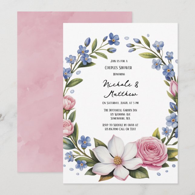 Invitación Romántica Floral Bouquet Wedding Shower (Anverso / Reverso)