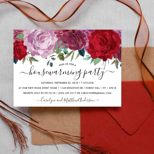 Invitación Romántica floral florece Fiesta para el calentamie (Subido por el creador)
