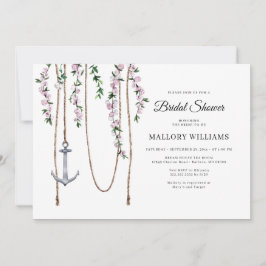Invitación Romántica floral Nautical Anchor Bridal Shower