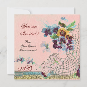 Invitación ROMANTICA Floral Púrpura Boda rosa azul Púrpura Pa