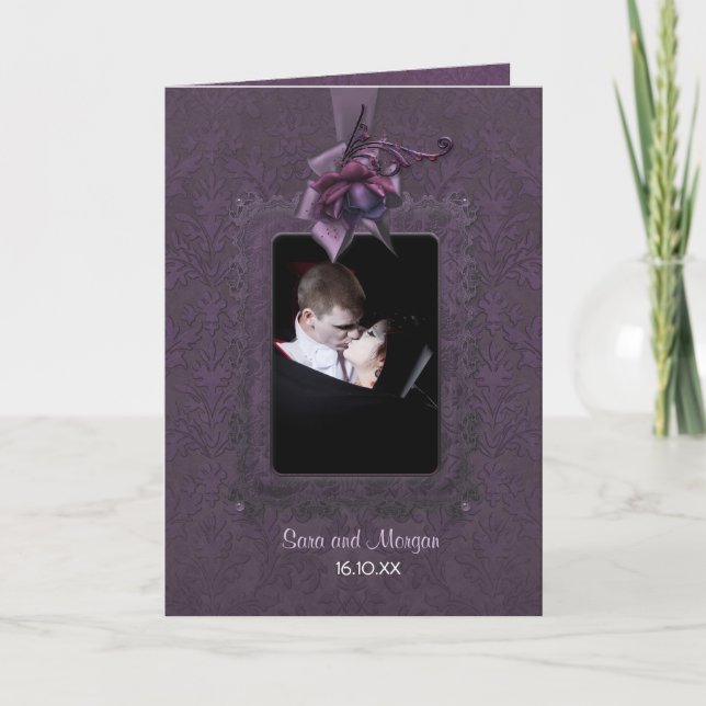 Invitación romántica oscura de la boda (Anverso)