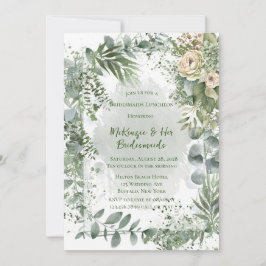 Invitación Romántica Peony Peony Verde Bridesmaids Luncheon