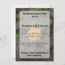 Invitación Romántica Rosa Amarilla Única Boda en Jardín Oscur