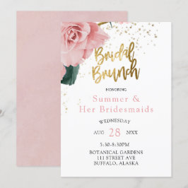 Invitación Romántica rosa Roses Oro Novias de Novia Luncheon